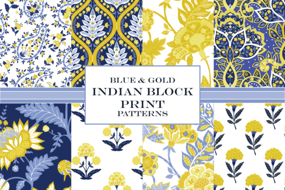 Blue Gold Indian Block Print Patterns: A Timeless Design Inspiration