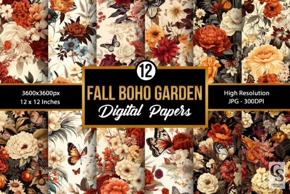 Boho Fall Floral Butterfly Design
