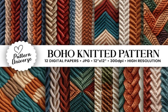 Boho Knitted Seamless Patterns: A Versatile Resource for Craft Enthusiasts