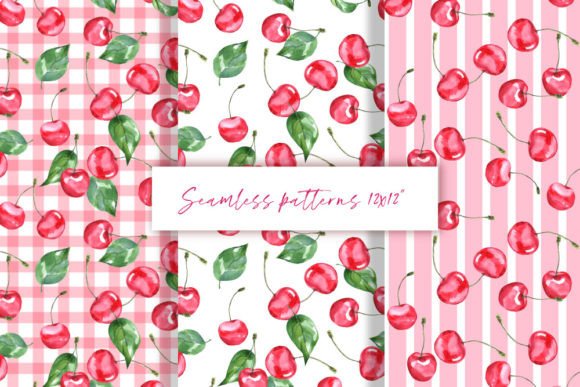 Cherry Watercolor Seamless Patterns