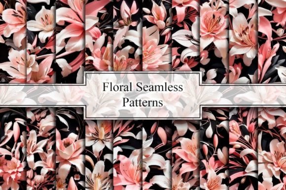 Elegant Lilies Flowers Seamless Patterns