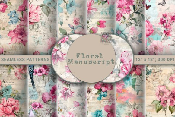 Floral Manuscript Seamless Patterns: A Fusion of Literature and Botany