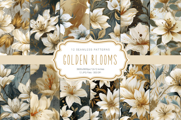 Golden Blooms Seamless Patterns – Elevate Your Design with Luxury and Elegance