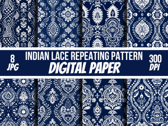 Indian Lace Patterns Digital Papers: A Versatile Resource for Creative Projects