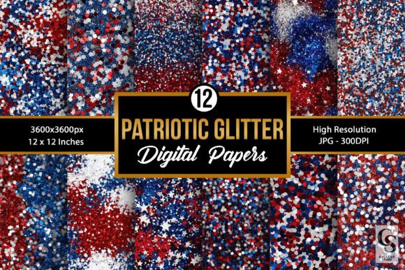 Patriotic Glitter Seamless Patterns