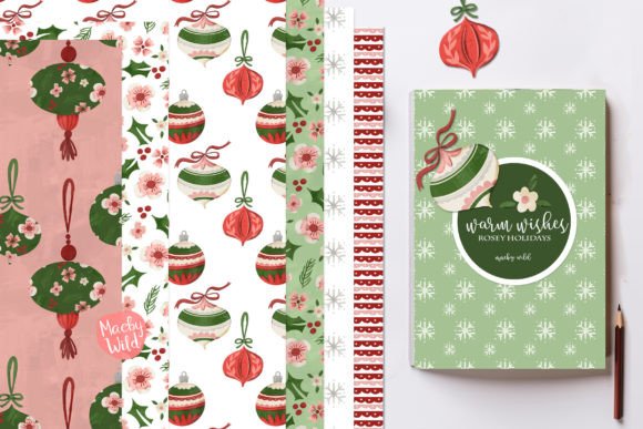 Pink Christmas Seamless Digital Patterns for Creative Projects