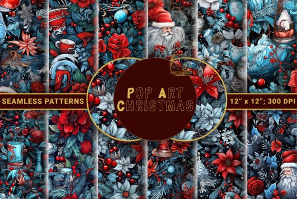 Pop Art Christmas Seamless Patterns