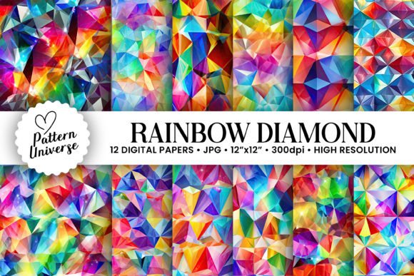 Rainbow Diamond Seamless Patterns