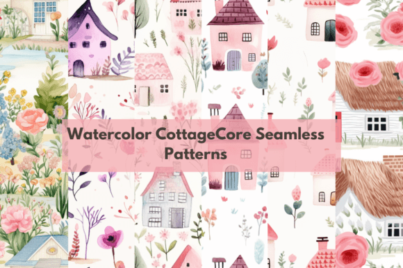 Watercolor CottageCore Seamless Patterns: A Creative Resource for Designers and Artists